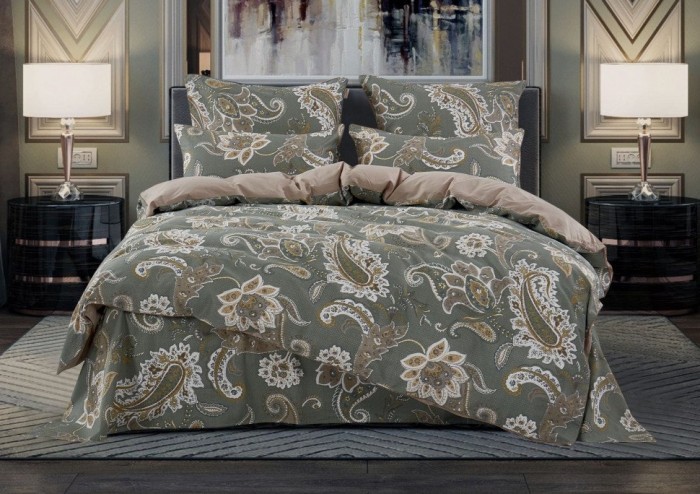 Постельное белье Казанова Андреа (латте/олива) K-EBPO-1922-Z