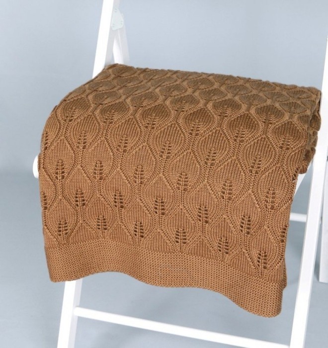 Плед вязанный Ажур бежевый 175x210