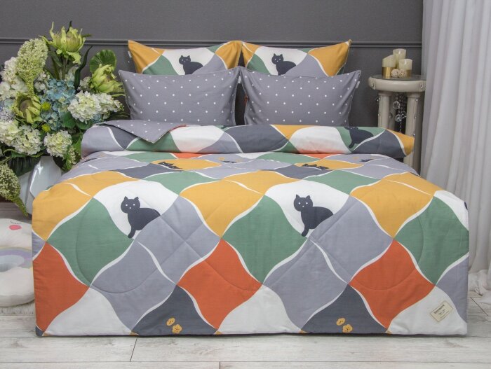Постельный набор Фортуна (антрацит) Print Cotton полуторное