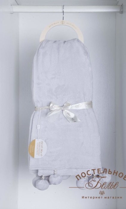 Бубон-жемчуг (сер) Плед 160х220