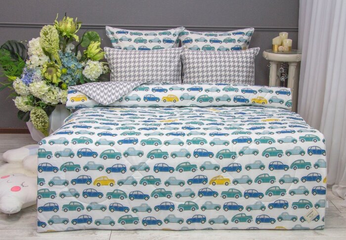 Постельный набор Car Grey Print Cotton полуторное