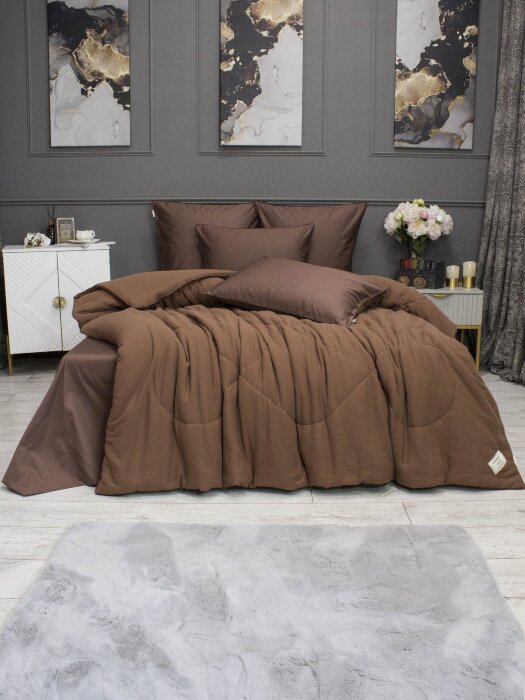 Комплекты для сна Muslin & Satin Solid color (брауни охра) Евро