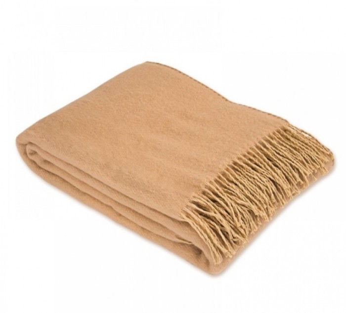 Плед шерстяной, шерсть мериноса-100% бежевый -140x200