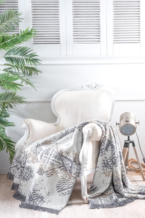 Плед Arya Хлопок Sandy Синий, Серый