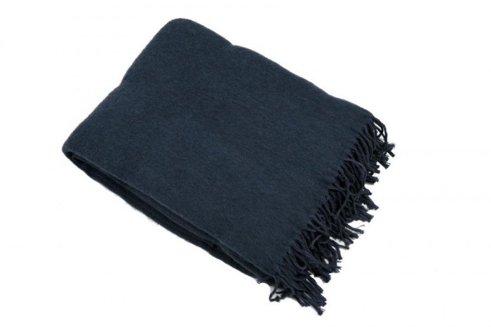 Плед шерсть мериноса 100% синий 140x200