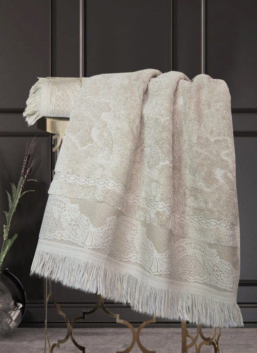 Полотенца Казанова Полотенце Жизель Жаккардовый хлопок (жемчужный/кофе) 70х140см Т67-316-70х140