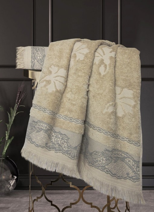 Полотенца Казанова Полотенце Жизель Жаккардовый хлопок (бежевый/кофе) 70х140см Т67-317-70х140