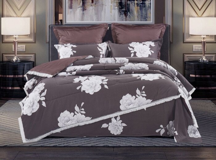 Постельный набор Казанова Ванесса (серый/беж) Egypt Cotton комплект K-EBPO-1821 к-т