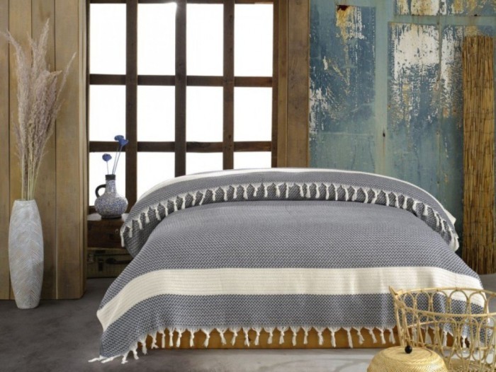 Плед CASA LUSSO Алиса темно серый 200х220