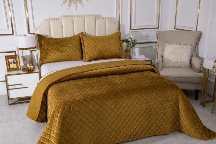 Натаниэль (горчичный) Покрывало 160х220