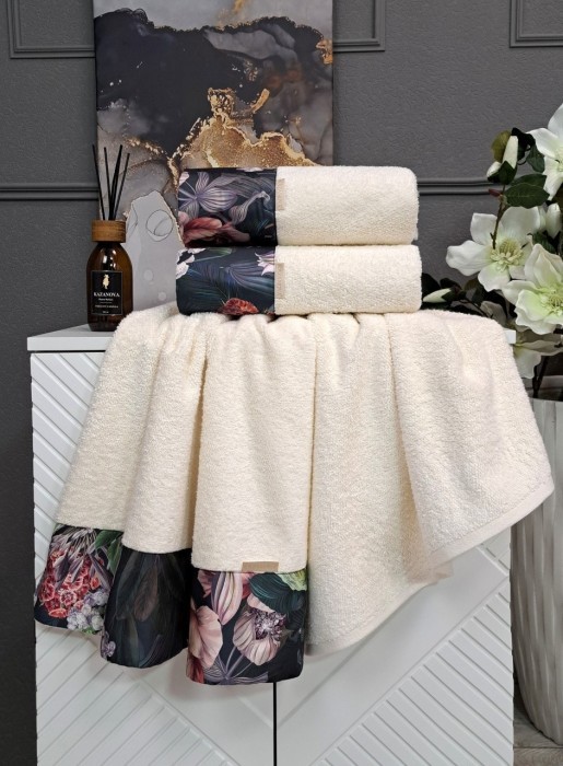 Комплект полотенец Adora Касабланка (молоко) 70х140см и 50х90см "KAZANOV.A"