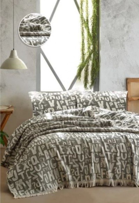 Покрывала Турция TINEGER BED SPREAD GREY-205x240