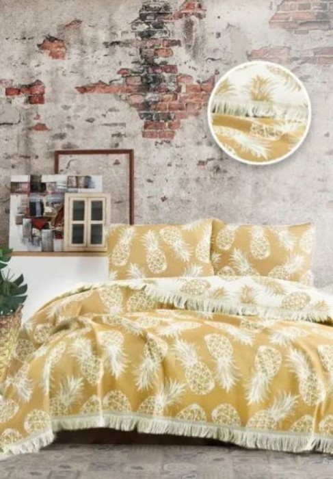Покрывала Турция ANANAS BED SPREAD YELLOW-205x240
