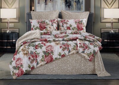 Постельный набор Карла (бежевый) Print Cotton евро