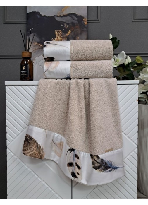 Комплект полотенец Adora Роуч (дымчатый беж) 70х140см и 50х90см "KAZANOV.A"