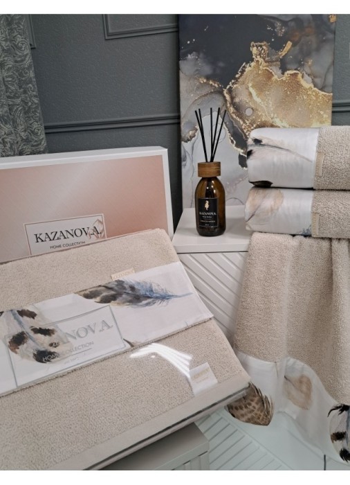 Комплект полотенец Adora Роуч (дымчатый беж) 70х140см и 50х90см "KAZANOV.A"