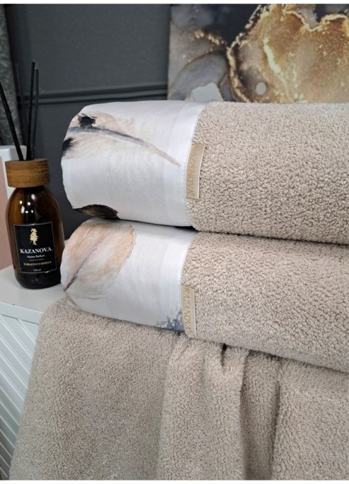 Комплект полотенец Adora Роуч (дымчатый беж) 70х140см и 50х90см "KAZANOV.A"