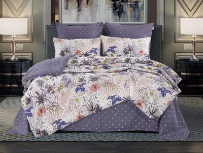 Постельный набор Моника (аметист/жемчуг) Print Cotton евро