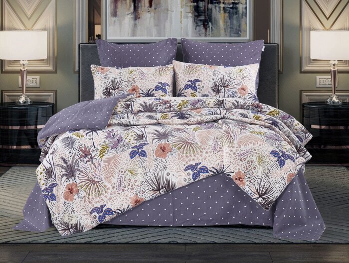 Постельный набор Моника (аметист/жемчуг) Print Cotton евро