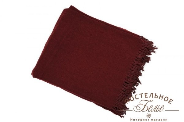 Плед шерсть мериноса 100% бордо 140x200