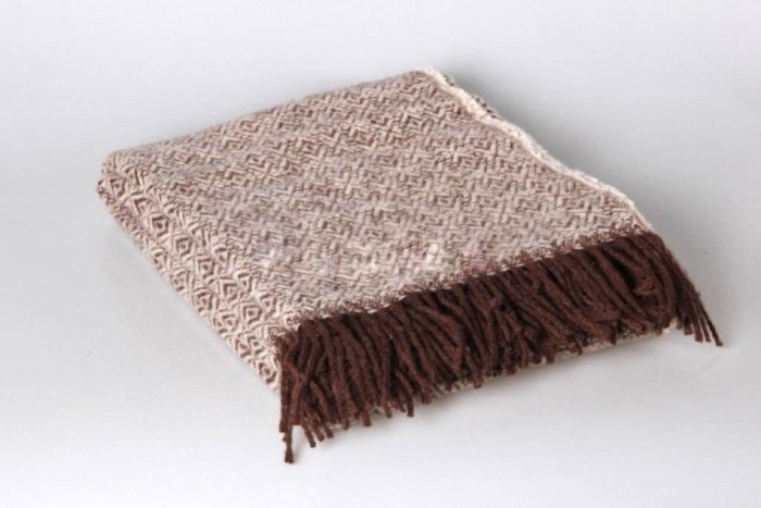 Плед 100 % шерсть коричневый 130x180