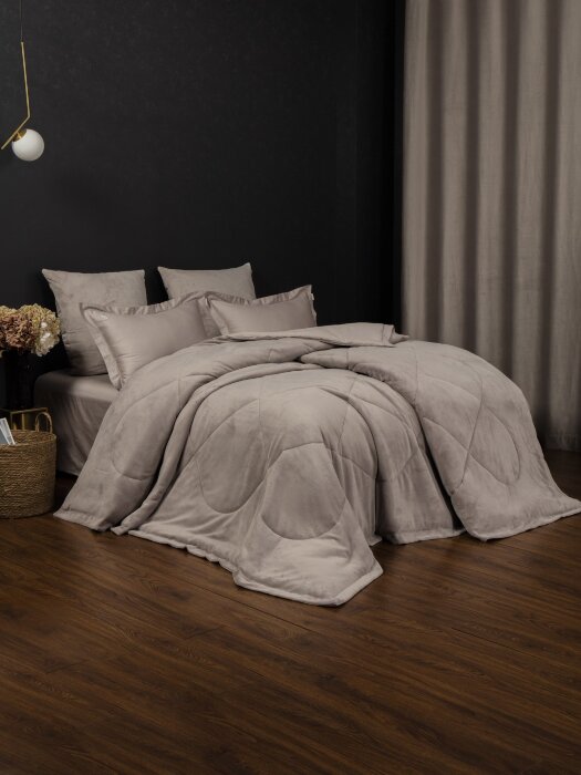 Комплекты для сна Lindor Fluffy (платина беж) Egyptian Cotton Евро
