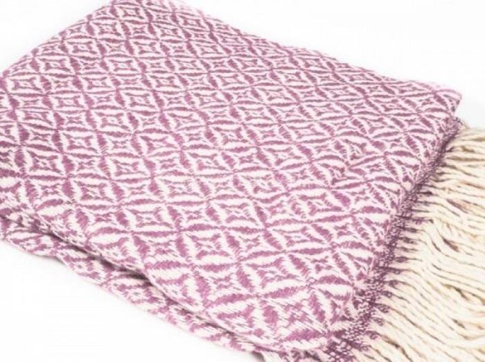 Плед 100 % шерсть сиреневый 130x180