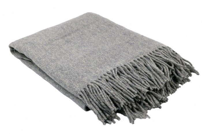 Плед шерсть мериноса 100% светло серый 3-1 140x200